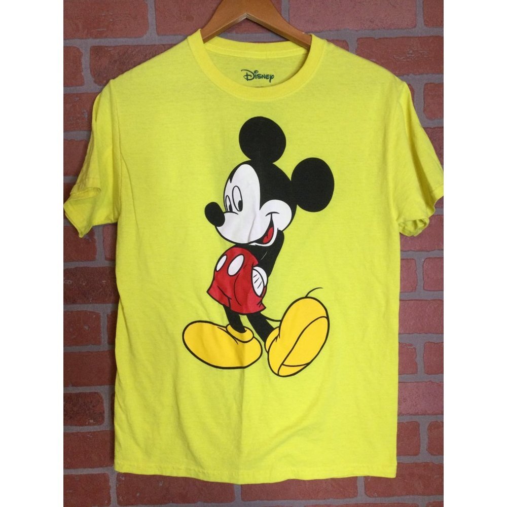 Womens Disney Mickey Mouse T Shirt Yellow Short Sleeve Size Small